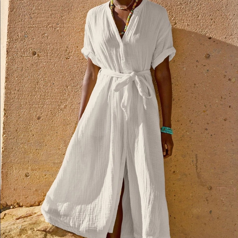 XiRENA Ivory Tie-Waist Midi Dress